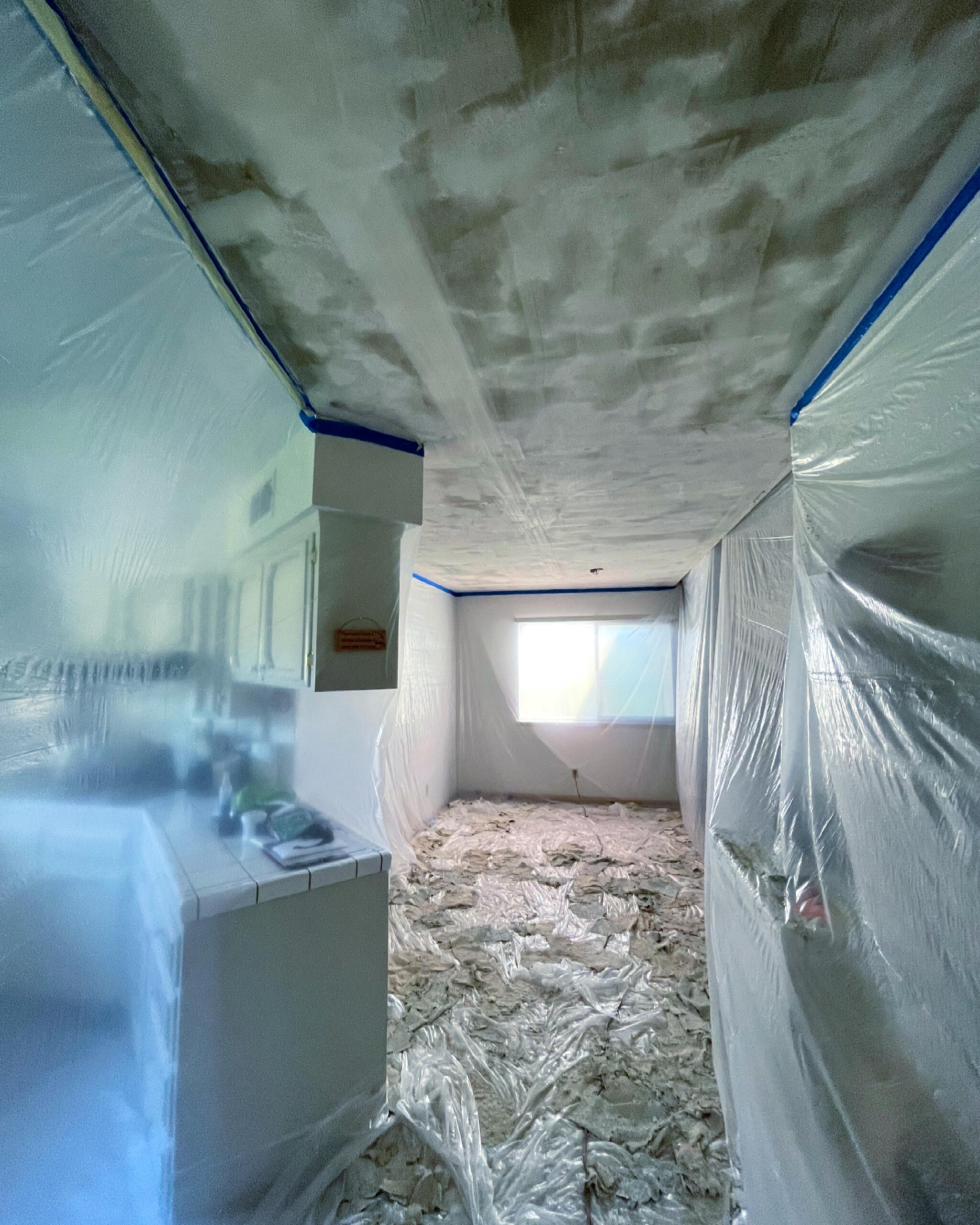 Hanford popcorn ceiling removal in progress